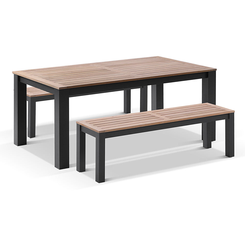 Balmoral 1.8m Teak Top Aluminium Table with 2 Bench Seats