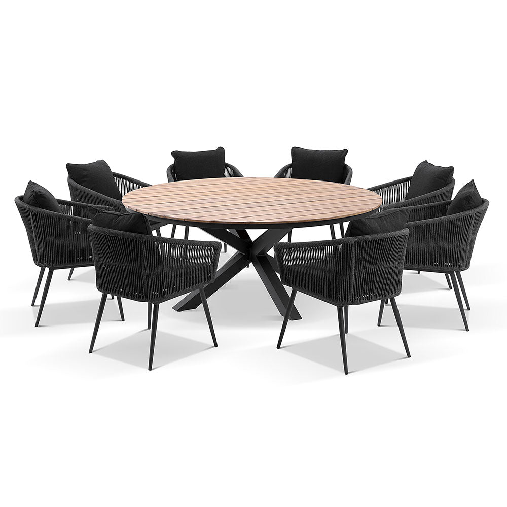 Buy Tuscany Round 1.8m Outdoor Aluminium and Teak Dining Table with 8