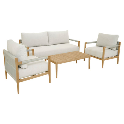 Allora 2.5+1+1 Timber and rope Lounge Setting with Coffee Table