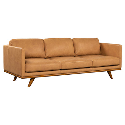 Manly Italian Leather Couch Indoor 3 Seater Tan Lounge Sofa