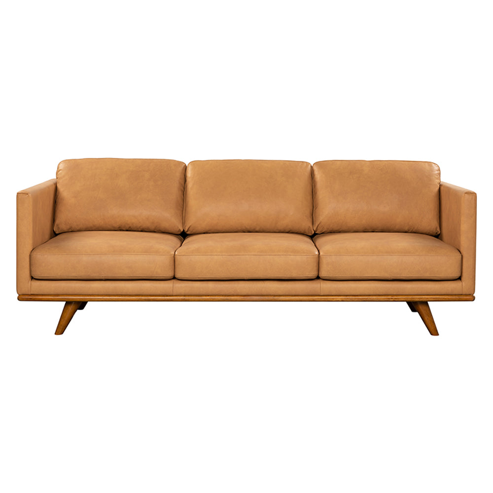 Manly Italian Leather Couch Indoor 3 Seater Tan Lounge Sofa