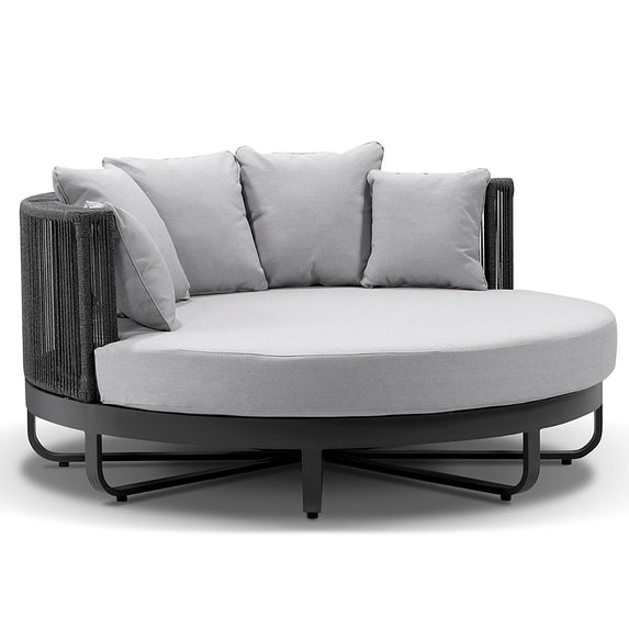 Cannes Outdoor Round Aluminium and Rope Daybed Sun Lounge