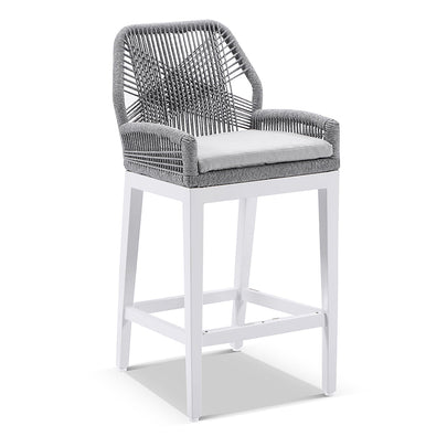 Santorini Outdoor Aluminium Square Bar Table with 2 Hugo Rope Stool