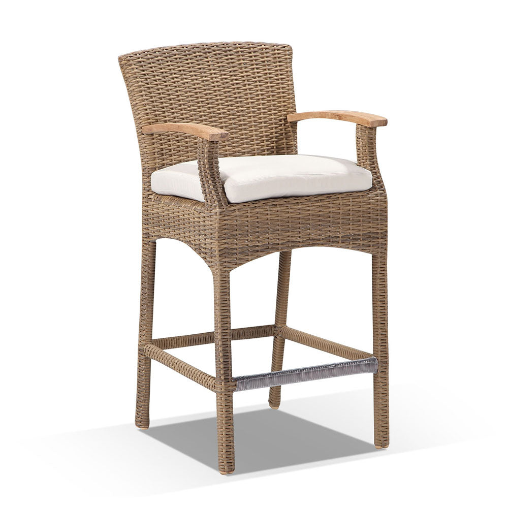 Sahara Teak Top 4 Seater Bar Setting in Half Round Wicker with Wanika Stools