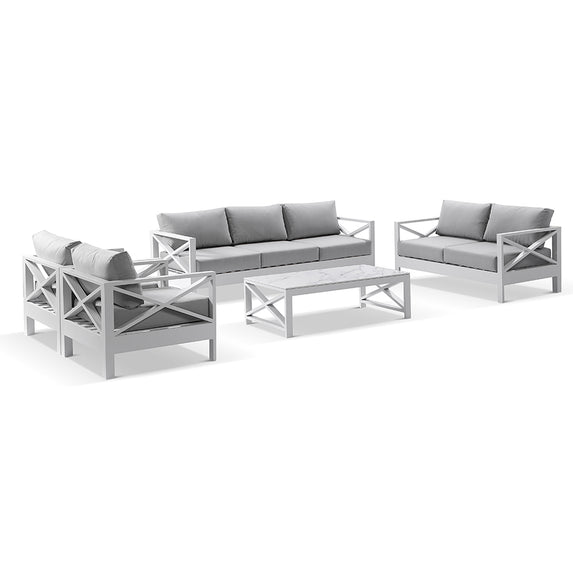 Kansas 3+2+1+1 seater Outdoor Aluminium Lounge Set with Coffee Table