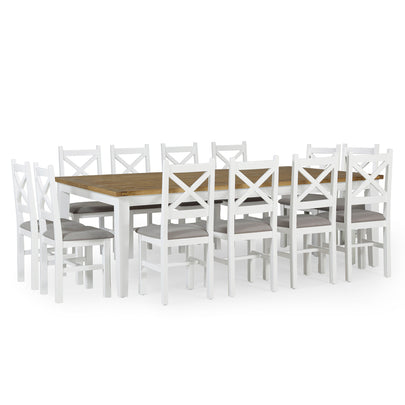 Leura Belle Rustic 12 Seater Rectangle Dining Table and Ashton Chairs Setting