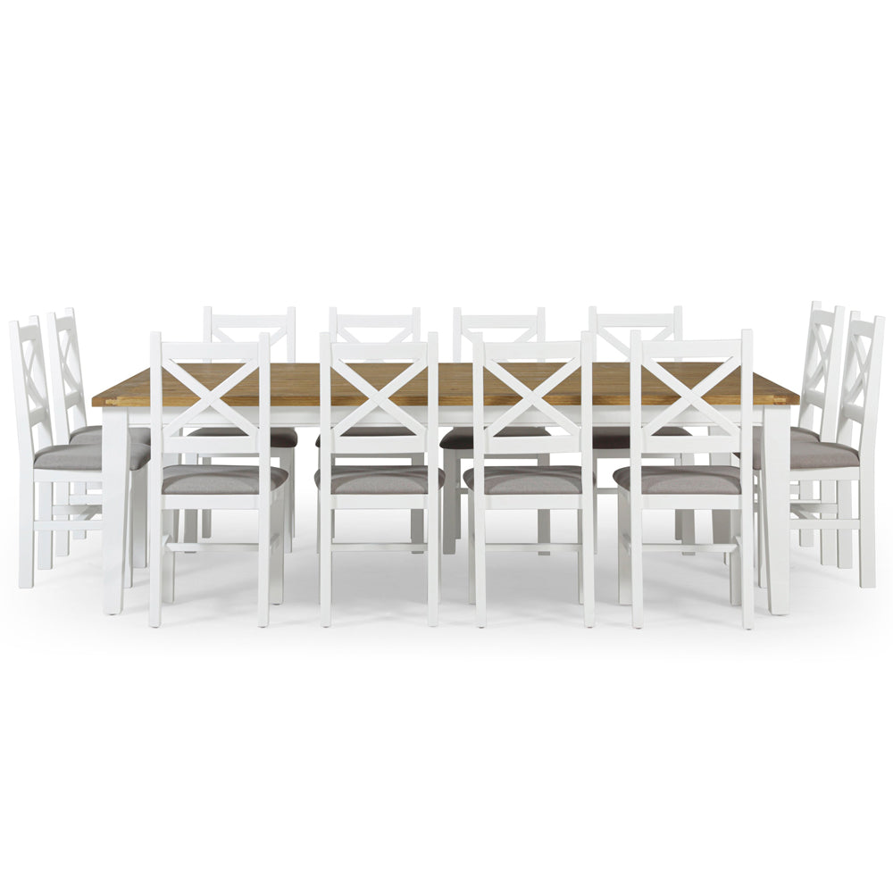 Leura Belle Rustic 12 Seater Rectangle Dining Table and Ashton Chairs Setting