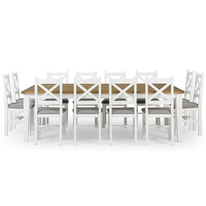 Leura Belle Rustic 12 Seater Rectangle Dining Table and Ashton Chairs Setting