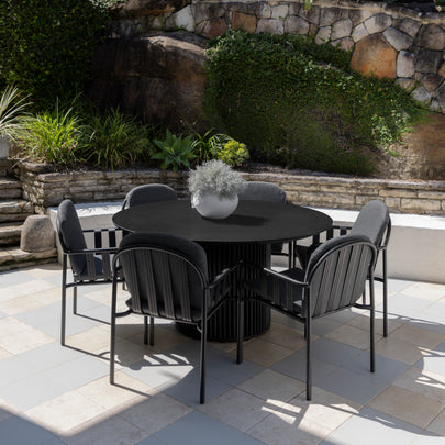 Mornington Outdoor 1.5m Round Dining Setting with 6 Chairs