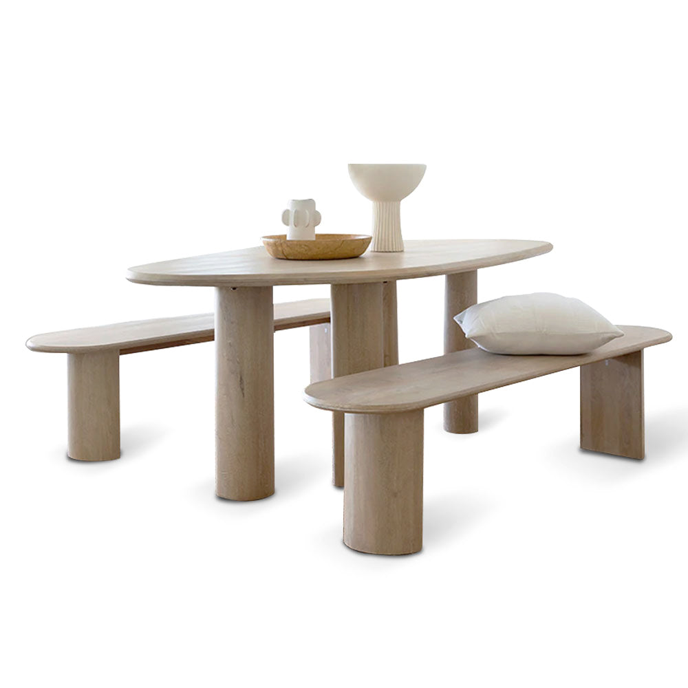Nambucca Indoor 2m Table with 2 x Kirribilli benches Dining Set