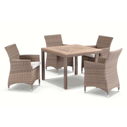 Sahara 4 Seater Outdoor Teak and Wicker Dining Setting