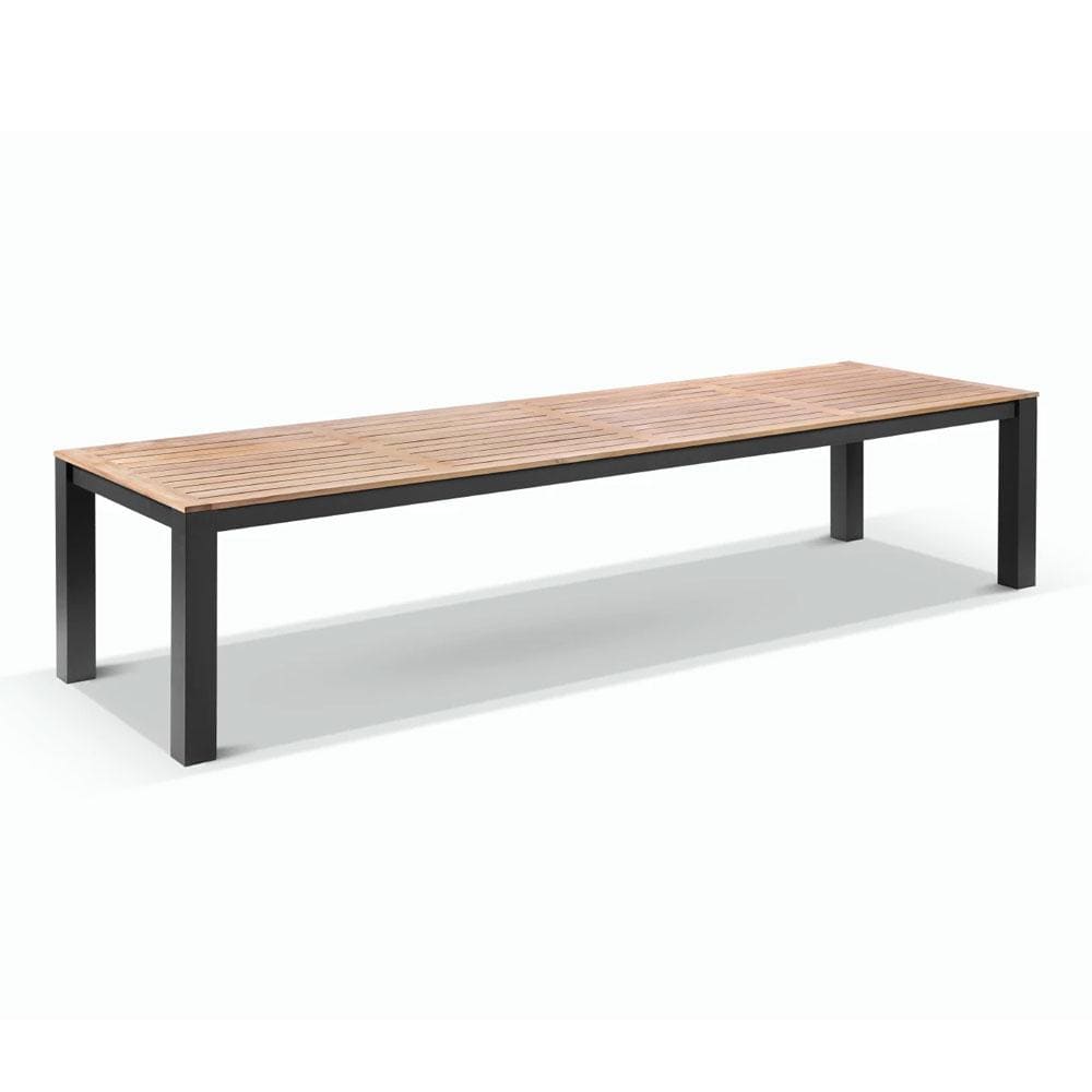 Balmoral 3.55m Outdoor Teak Top Aluminium Table with Bench Seats