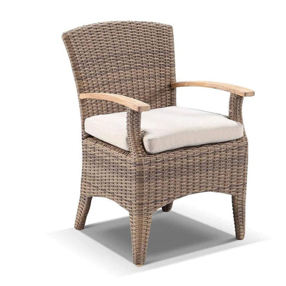 Kai Outdoor Wicker and Teak Dining Arm Chair