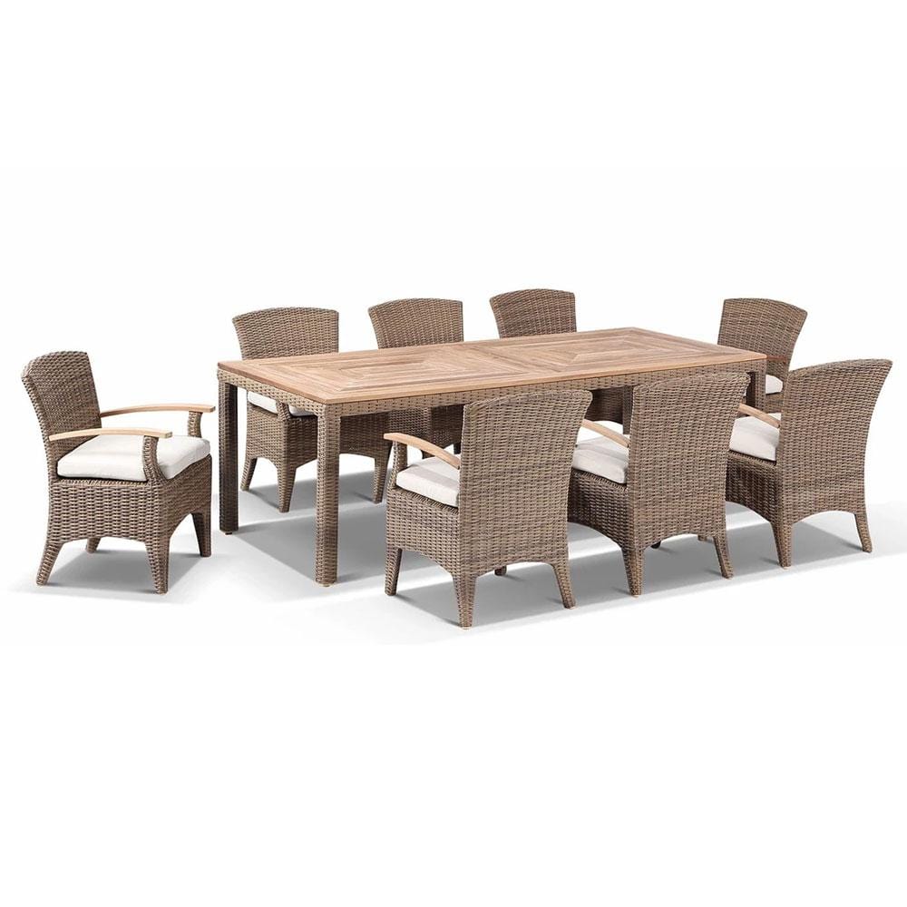 Sahara 8 Rectangle Teak top Table with Kai Chairs Dining Setting