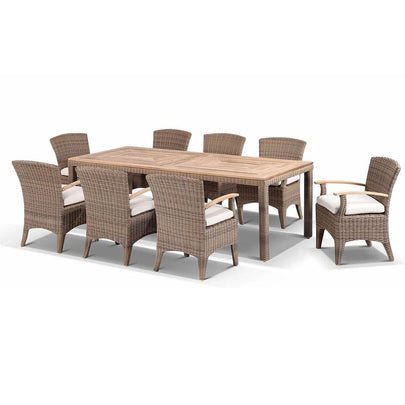 Sahara 8 Rectangle Teak top Table with Kai Chairs Dining Setting