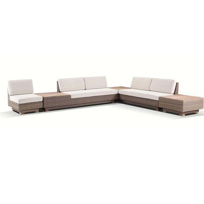 Acapulco Package B Outdoor Wicker and Teak Lounge Setting with Coffee Table