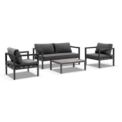 Cuba Outdoor Aluminium 2+1+1 Lounge Set with Coffee Table