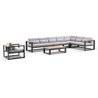 Balmoral Package C Outdoor Aluminium and Teak Lounge Setting with Coffee Table