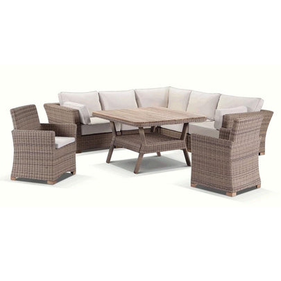 Coco 8 Piece Outdoor Modular Corner Lounge and Dining Table and Chairs Setting