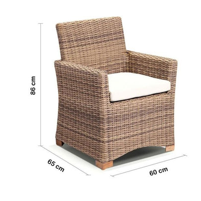 Coco Outdoor Wicker and Teak Dining Arm Chair