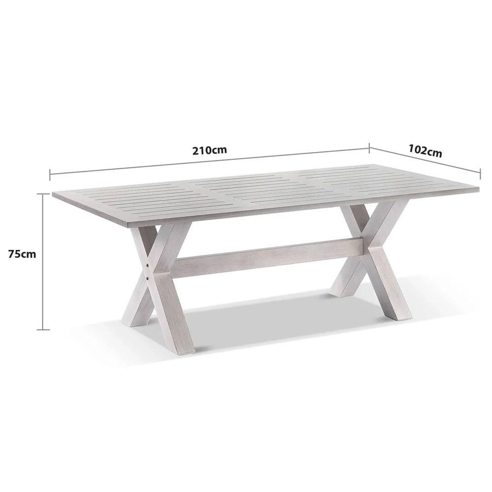 Aged Teak look Tahitian 2.1m Aluminium Dining Table