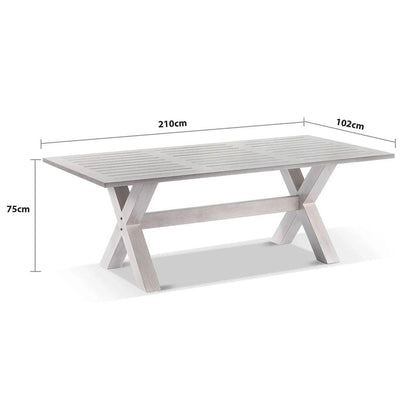 Aged Teak look Tahitian 2.1m Aluminium Dining Table