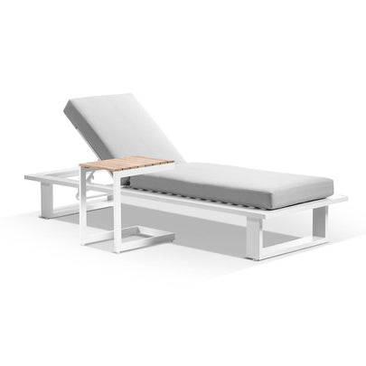 Arcadia Aluminium Sun Lounge in  with Balmoral Teak Slide Under Side Table